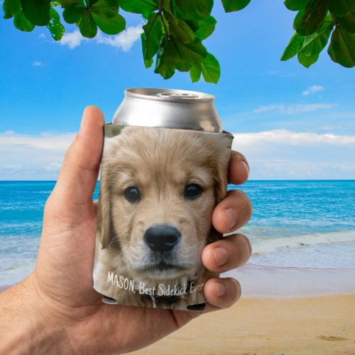 Golden Retriever Dog Custom Pet Photo and Name Can Cooler