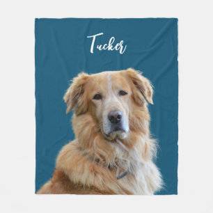 Golden Retriever Dog, Custom Photo and Name,Pet Fleece Blanket