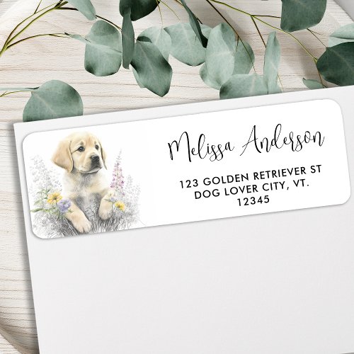 Golden Retriever Dog Cute Puppy Return Address Label