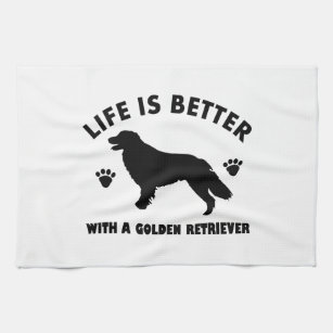golden-retriever dog design kitchen towel