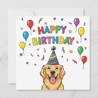 Golden Retriever Dog Doodle Happy Birthday Card