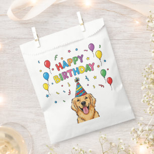 Golden Retriever Dog Doodle Happy Birthday Favor Bag