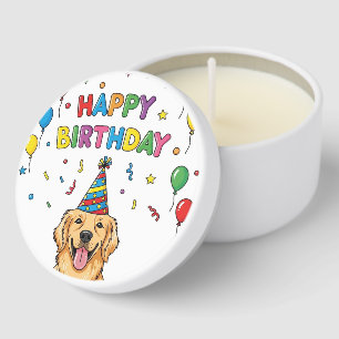 Golden Retriever Dog Doodle Happy Birthday Mini Candle Favors