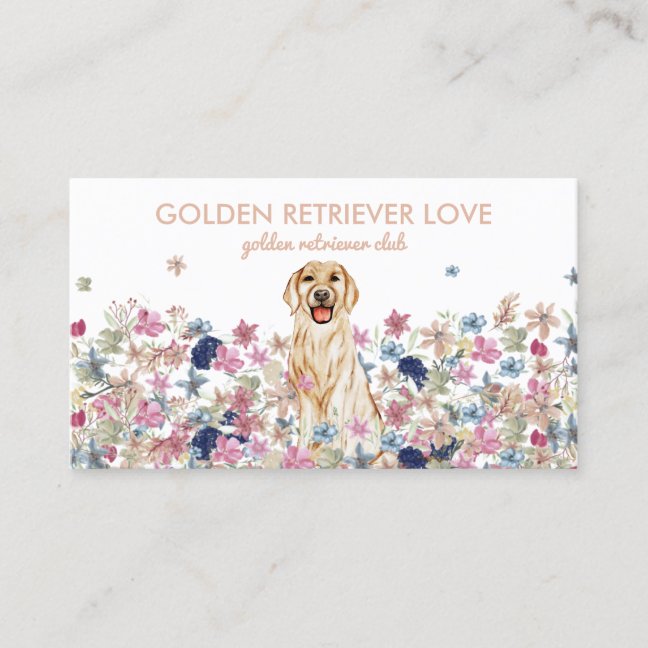 Golden Retriever Dog Drawing Business Card