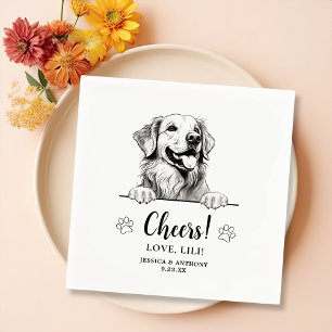 Golden Retriever Dog Drawing Personalized Cheers Napkins