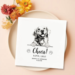 Golden Retriever Dog Drawing Personalized Cheers Napkins