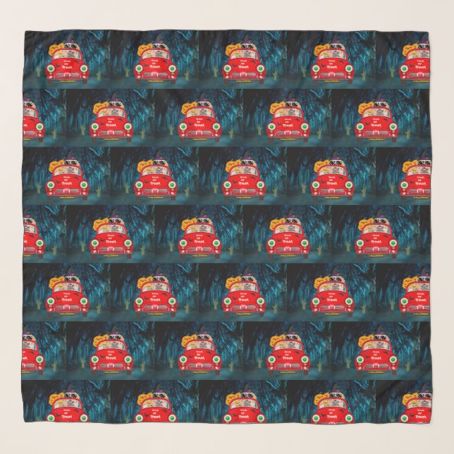 Golden Retriever Dog Driving Car Scary Halloween  Scarf (Front)