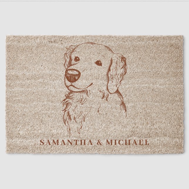 Golden Retriever Dog Fiber Doormat (Front)