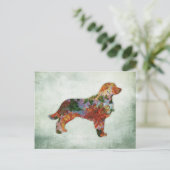 Golden Retriever Dog Floral On Green Postcard (Standing Front)
