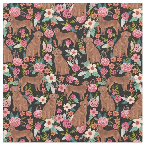golden retriever dog florals black fabric