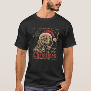 Golden Retriever Dog Funny Merry Christmas Santa M T-Shirt