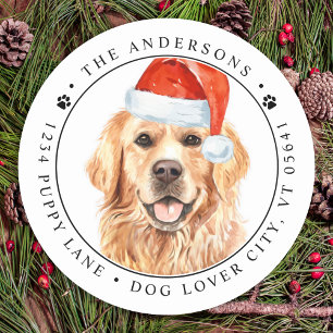 Golden Retriever Dog Funny Return Address Classic Round Sticker