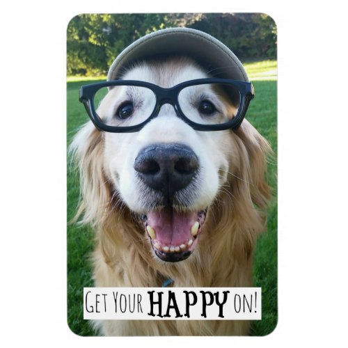 Golden Retriever Dog Get Your Happy On Magnet