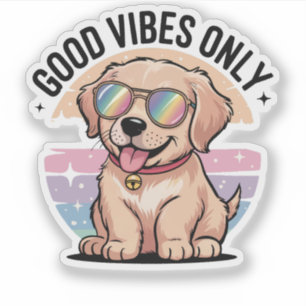 Golden Retriever Dog Good Vibes Only Sticker