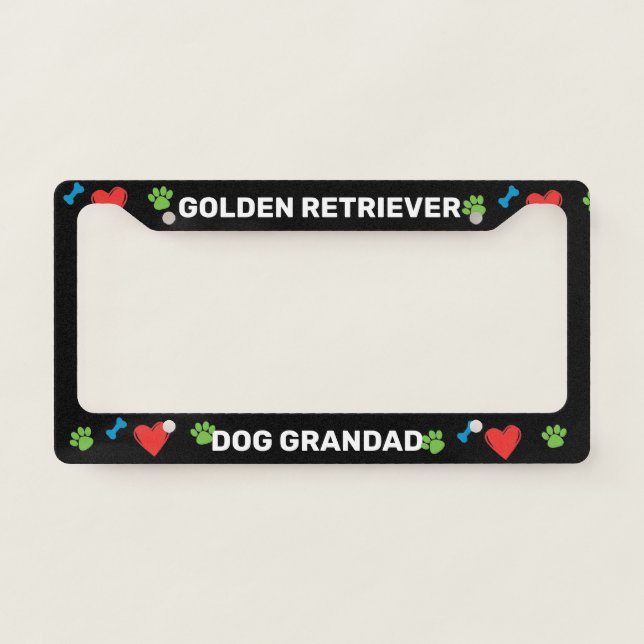 Golden Retriever Dog Grandad License Plate Frame (Front)