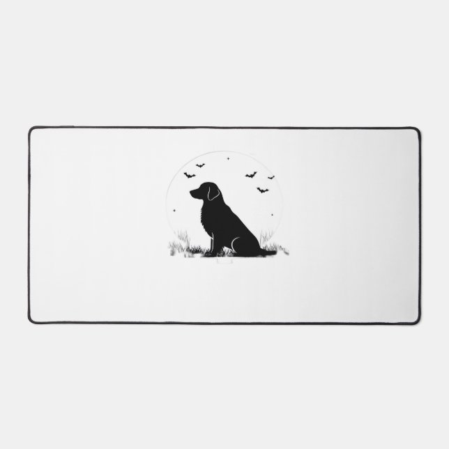 Golden Retriever Dog – Halloween Moon Silhouette O Desk Mat (Front)