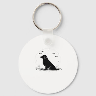 Golden Retriever Dog � Halloween Moon Silhouette O Keychain