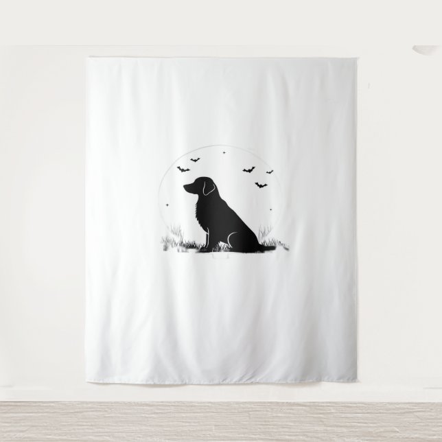 Golden Retriever Dog – Halloween Moon Silhouette O Tapestry (Front)