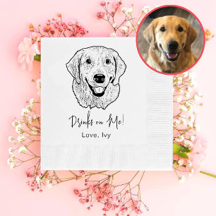 Golden Retriever Dog Hand Drawing Personalized Napkins
