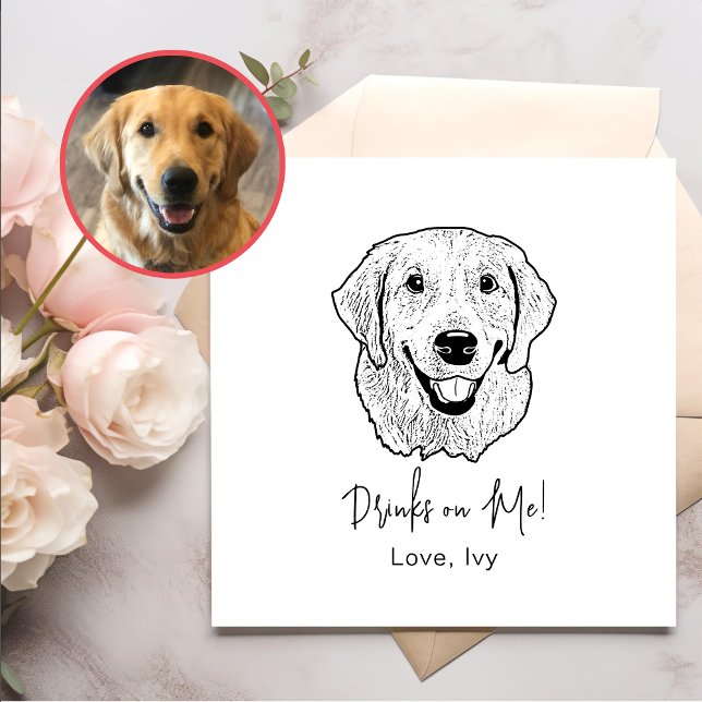 Golden Retriever Dog Hand Drawing Personalized Napkins (Creator Uploaded)
