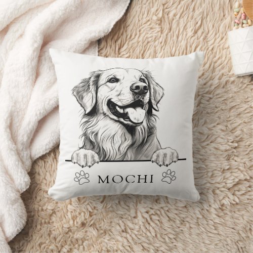 Golden Retriever Dog Hand Drawing Personalized  Throw Pillow