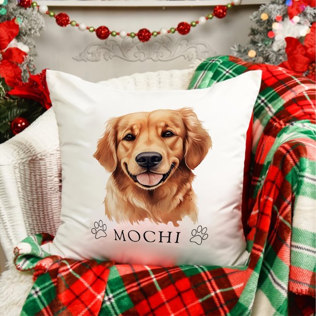 Golden Retriever Dog Hand Drawing Personalized  Throw Pillow (Creator Uploaded)