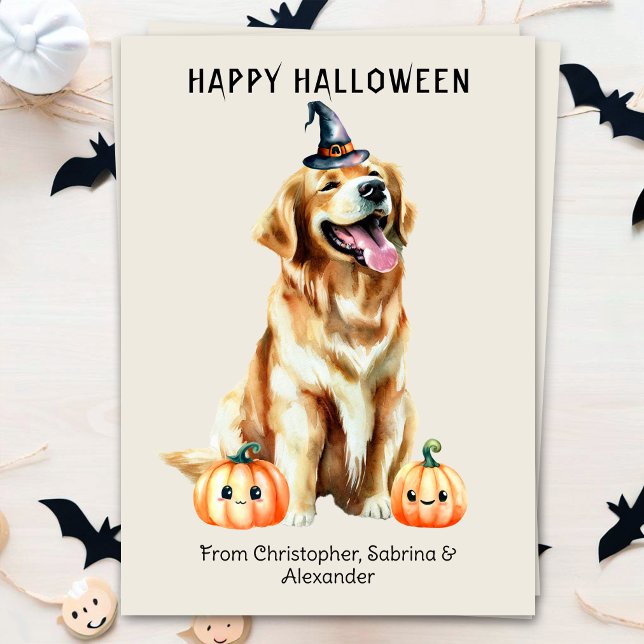 Golden Retriever Dog Happy Halloween Holiday Card