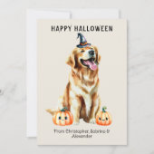 Golden Retriever Dog Happy Halloween Holiday Card (Front)