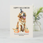 Golden Retriever Dog Happy Halloween Holiday Card (Standing Front)