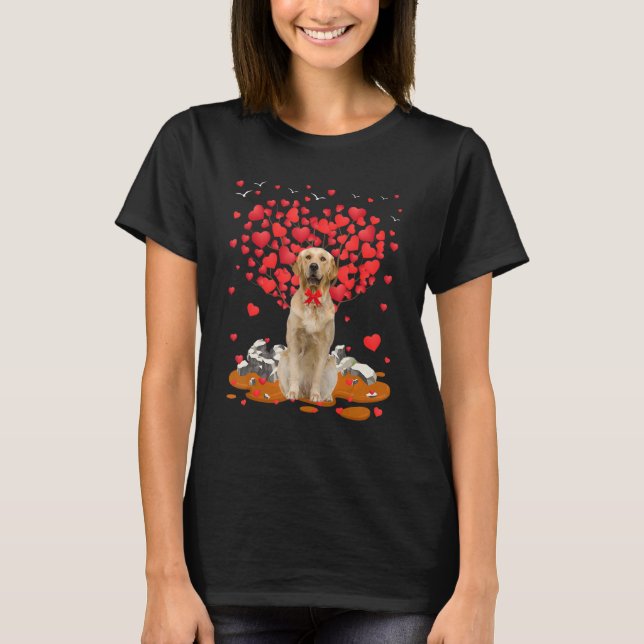 Golden Retriever Dog Heart Valentines Day Dog Dad  T-Shirt (Front)