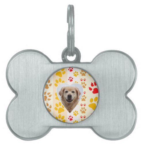 Golden Retriever Dog Hearts Paws Print Pet ID Tag