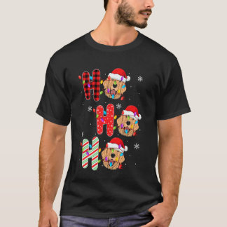 Golden Retriever Dog Ho Ho Ho Santa Christmas Ligh T-Shirt