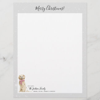 Golden Retriever Dog Holiday Christmas Letter Letterhead