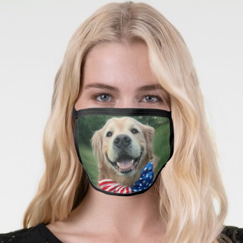 Golden Retriever Dog in Bow Tie Independence Day Face Mask