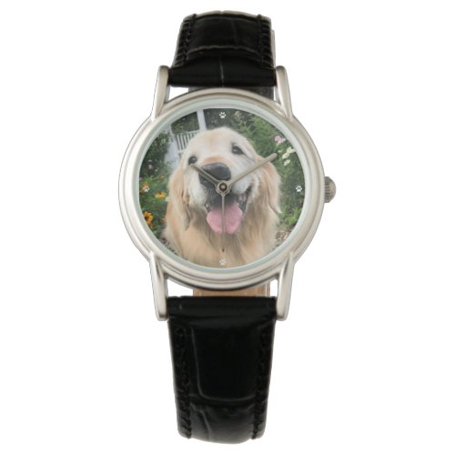 Golden Retriever Dog in Flower Garden Watch