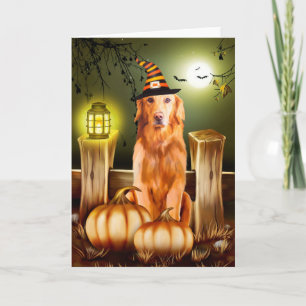 Golden Retriever Dog in Halloween Costume Card