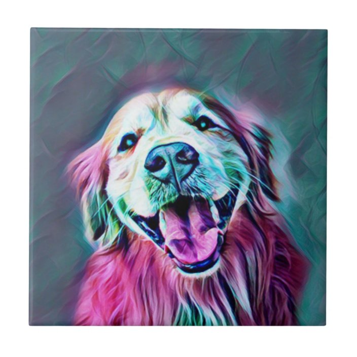 Golden Retriever Dog In Neon Colors Ceramic Tile Zazzle Com