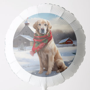 Golden Retriever Dog in Snow Christmas Balloon