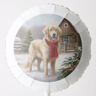 Golden Retriever Dog in Snow Christmas Balloon