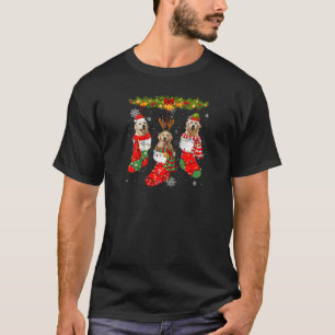 Golden Retriever Dog In Socks Christmas Lights Swe T-Shirt
