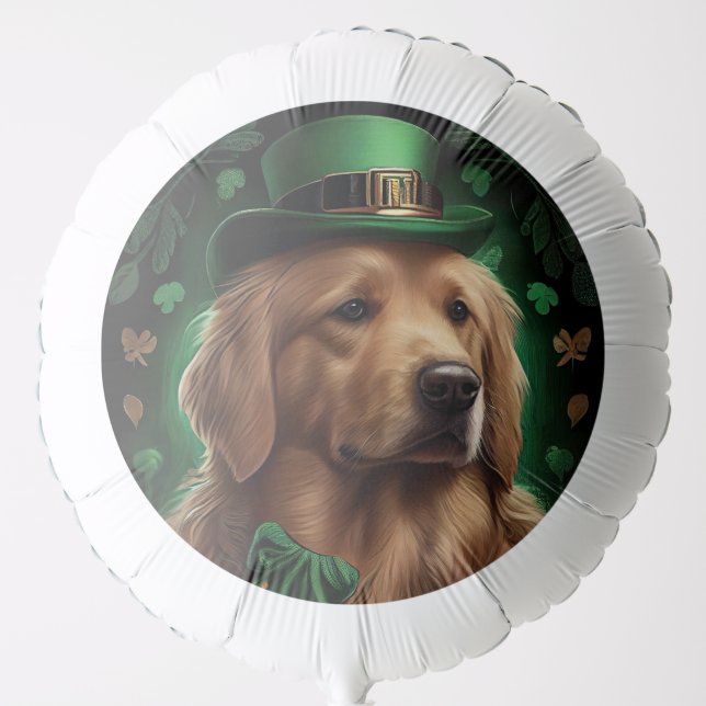 Golden Retriever Dog in St. Patrick's Day Balloon (Front)