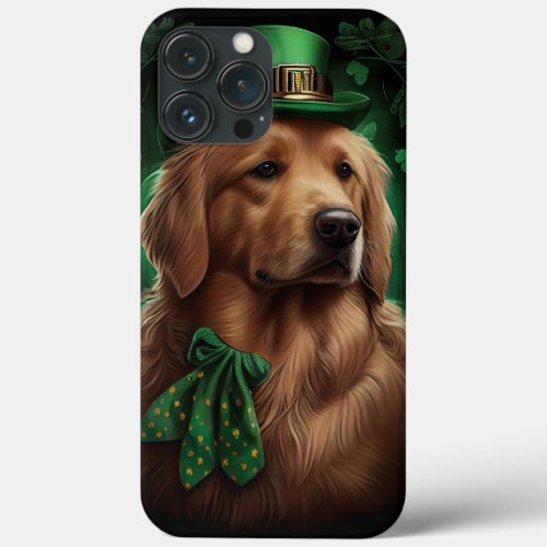 Golden Retriever Dog in St Patricks Day iPhone 13 Pro Max Case