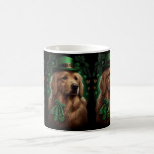 Golden Retriever Dog in St. Patrick's Day Coffee Mug