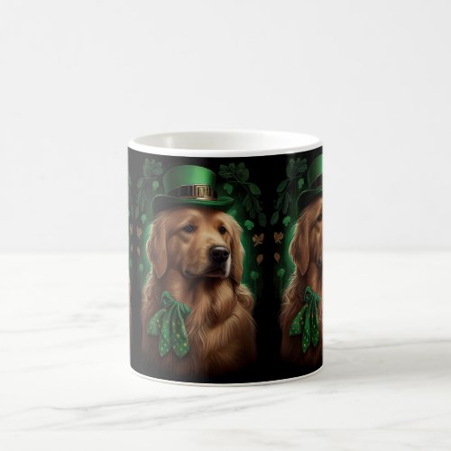 Golden Retriever Dog in St Patricks Day Coffee Mug