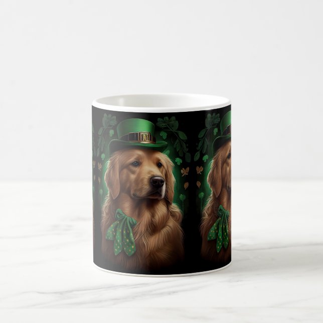 Golden Retriever Dog in St. Patrick's Day Coffee Mug (Center)