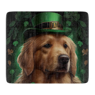 Golden Retriever Dog in St. Patrick's Day Cutting Board