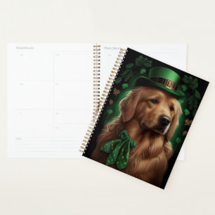 Golden Retriever Dog in St. Patrick's Day Planner