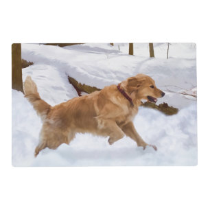 Golden Retriever Dog in the Snow Placemat