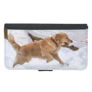 Golden Retriever Dog in the Snow Wallet Phone Case For Samsung Galaxy S5