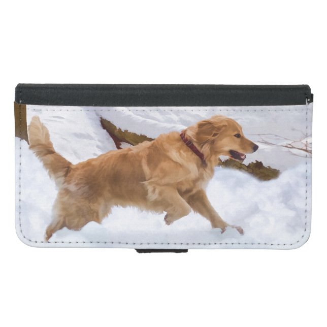 Golden Retriever Dog in the Snow Samsung Galaxy Wallet Case (Front (Horizontal))